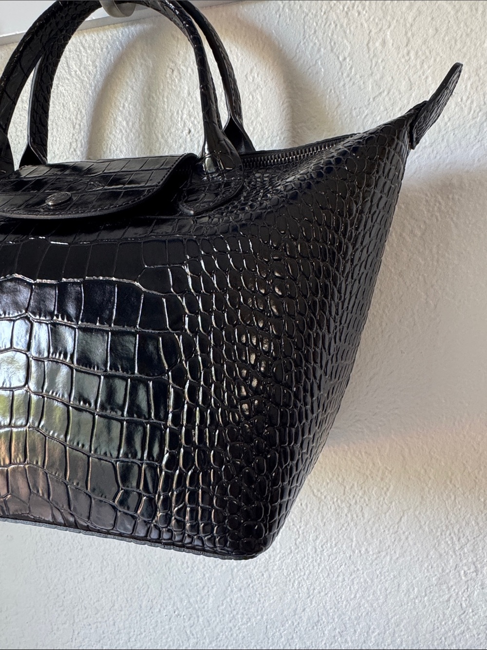 🆕 Longchamp Le Pliage Croc Embossed Tote - Picture 3 of 7